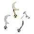 Moon CZ Threadless Curved Barbell