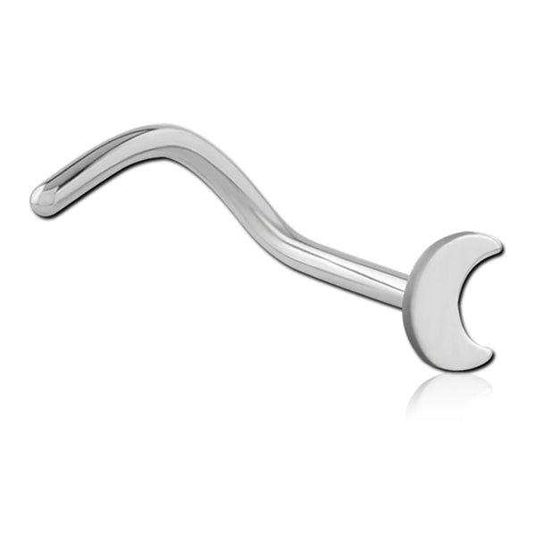 Moon Stainless Nostril Screw Nose 20g - 1/4" wearable (6.5mm) Stainless Steel