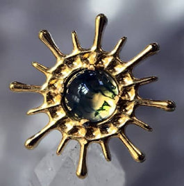 16g Sea Urchin Gold Titanium End Internal Ends 16 gauge - 7.5x7.5mm Moss Agate