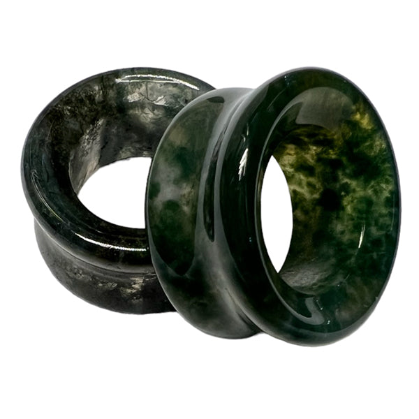 Moss Agate Tunnels Plugs 0 gauge (8mm) Moss Agate