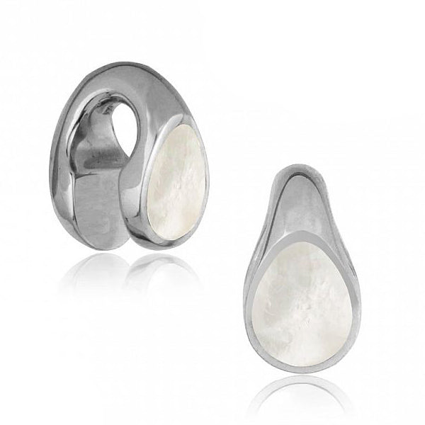 Mother of Pearl Brass Weights Ear Weights 1/2 inch (12mm) White Brass