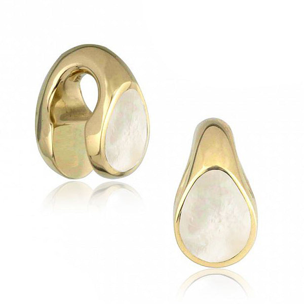 Mother of Pearl Brass Weights Ear Weights 1/2 inch (12mm) Yellow Brass