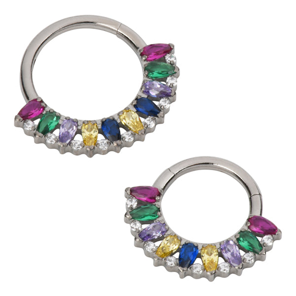 Briolette Fan Titanium Hinged Ring Hinged Rings 16g - 5/16