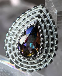 16g Beaded CZ Teardrop Titanium End Internal Ends 16 gauge - 10.6x7.9mm Mystic Topaz