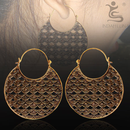 Round Sisik Brass Earrings Earrings 18 gauge (1mm) Yellow Brass