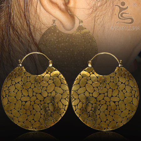 Round Kerikil Brass Earrings Earrings SMALL 18 gauge (1mm) Yellow Brass