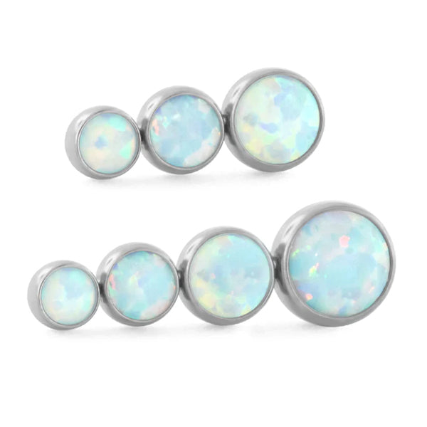 Tapered Cabochon Cluster Threadless End by NeoMetal Replacement Parts 3-Opals (2/2.5/3mm) OW - White Opal