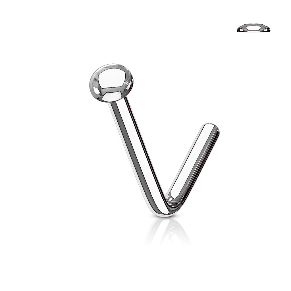 Flat Dome Stainless L-bend Nose Stud L-Bend Studs 20g - 1/4