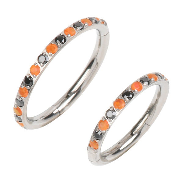 Opal & CZ Side Titanium Hinged Ring Hinged Rings 16g - 5/16