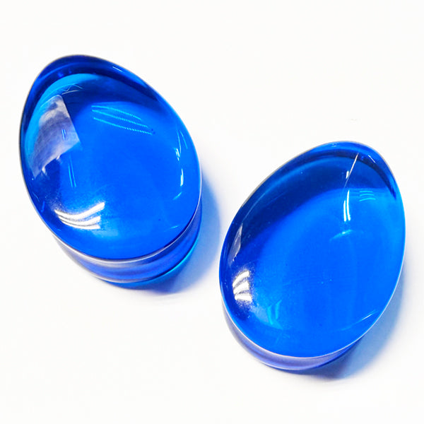Ocean Glass Teardrop Plugs Stretched Lobes 0 gauge (8mm) Ocean