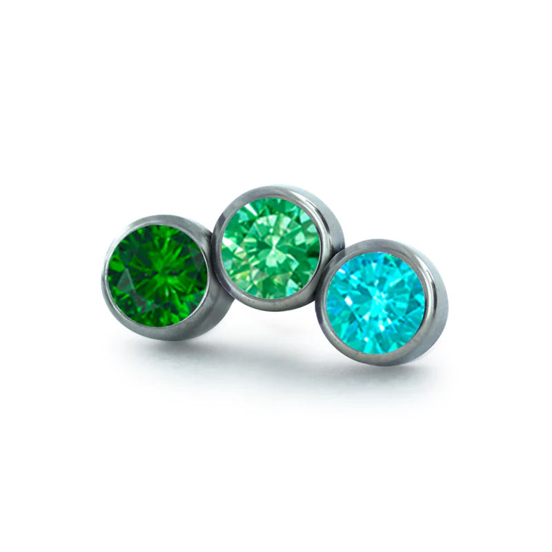 Ombre Petit CZ Cluster End by NeoMetal Replacement Parts 3-Gems (3x 1.5mm) EM/GR/MG - Green