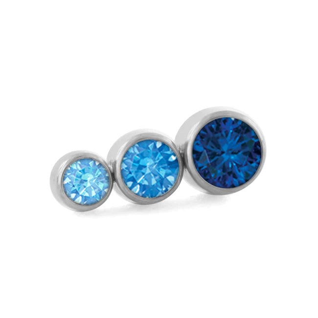 Ombre Tapered CZ Cluster Threadless End by NeoMetal Replacement Parts 3-Gems (2mm x 2.5mm x 3mm) SA/AR/FM - Blue