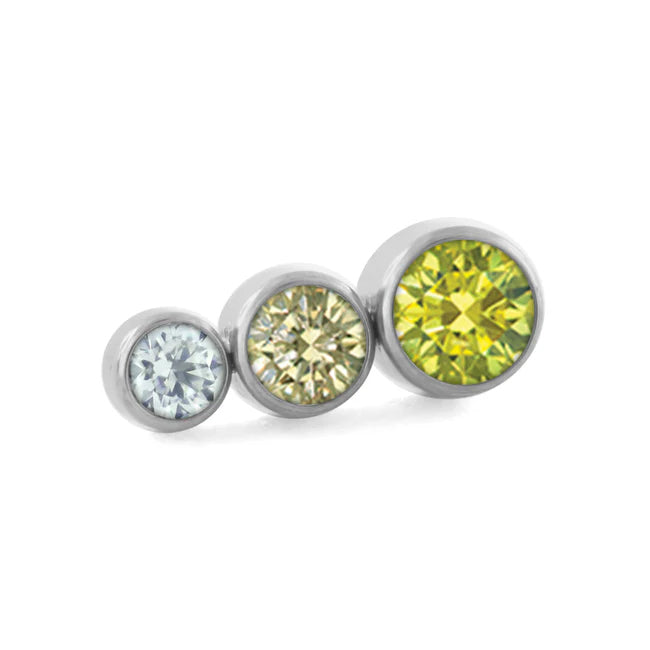 Ombre Tapered CZ Cluster Threadless End by NeoMetal Replacement Parts 3-Gems (2mm x 2.5mm x 3mm) YE/CH/CZ - Yellow