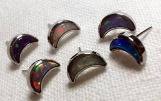 Opal Moon Bezel Threadless Titanium End Threadless Ends 5.7x3.4mm White Opal