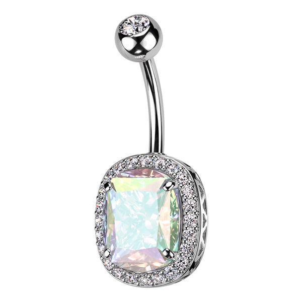 Paved Oval Belly Ring Belly Ring 14g - 3/8