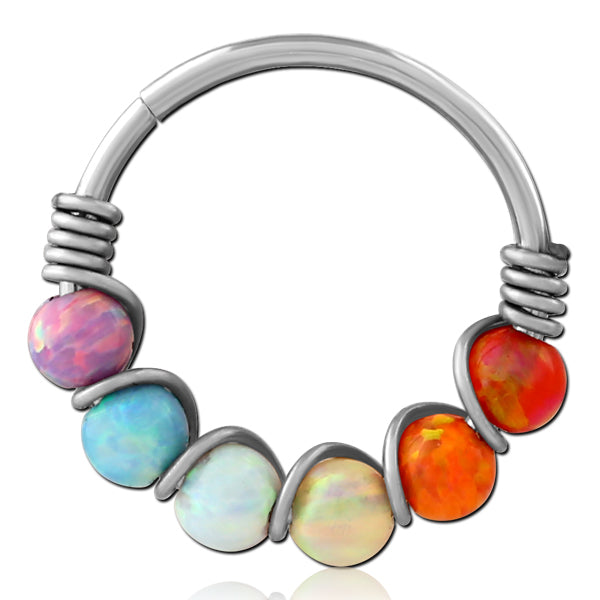 Opal Wrapped Stainless Continuous Ring | Tulsa Body Jewelry