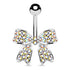 CZ Bow Belly Ring Belly Ring 14g - 3/8" long (10mm) Stainless w/ Opalescent CZs