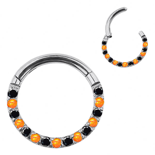 Opal & CZ Face Titanium Hinged Ring Hinged Rings 16g - 5/16