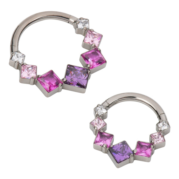 Square CZ Titanium Hinged Ring Hinged Rings 16g - 5/16