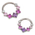 Square CZ Titanium Hinged Ring Hinged Rings 16g - 5/16" diameter (8mm) Purple / Rose / Pink / Clear
