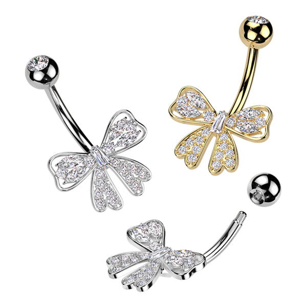 Paved Bow Belly Ring