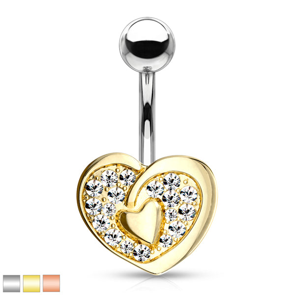 Paved Heart Belly Ring