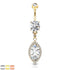 Paved Marquise Belly Dangle Belly Ring  