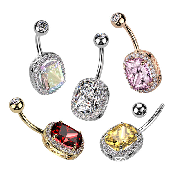 Paved Oval Belly Ring Belly Ring