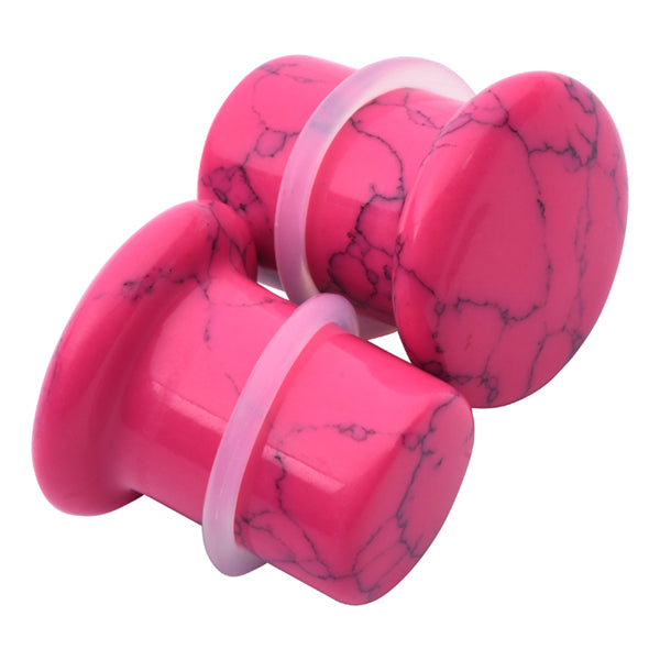 Pink Howlite Single Flare Plugs Plugs 8 gauge (3mm) Pink Howlite