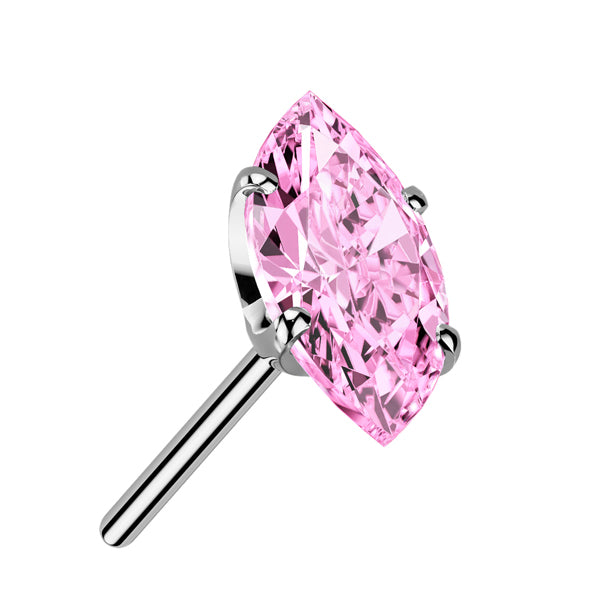 Marquise CZ Titanium Threadless End Threadless Ends 2.5x5mm Pink CZ