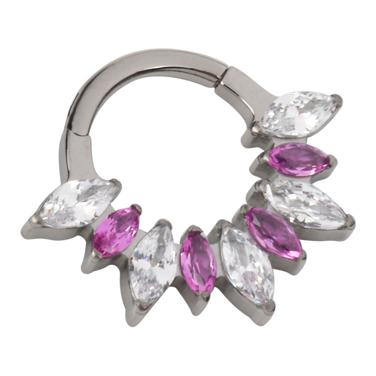 Marquise Fan Titanium Hinged Ring Hinged Rings 16g - 5/16