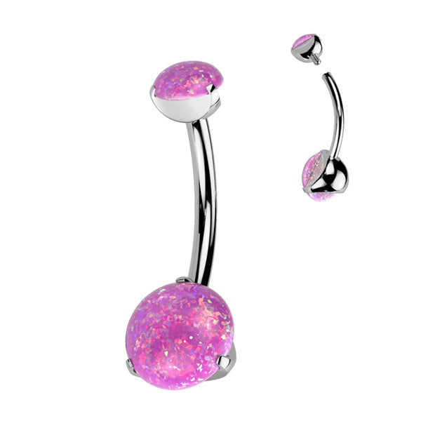 Prong Opal Titanium Belly Barbell Belly No-Dangles 14g - 3/8
