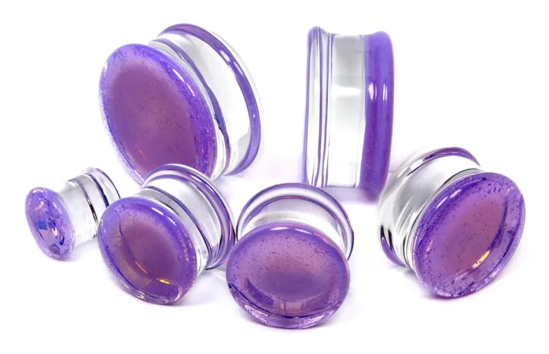 Pink Slime Double Flare Glass Plugs Stretched Lobes 4 gauge (5mm) Pink Slime