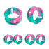 Jumbo 2-Tone Silicone Tunnels Stretched Lobes 1-1/8 inch (28mm) Pink & Teal