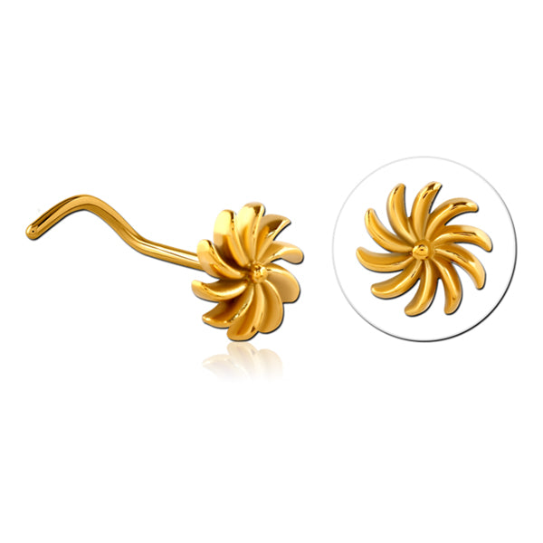 Pinwheel Gold Nostril Screw Nose 20g - 1/4" wearable (6.5mm) Gold