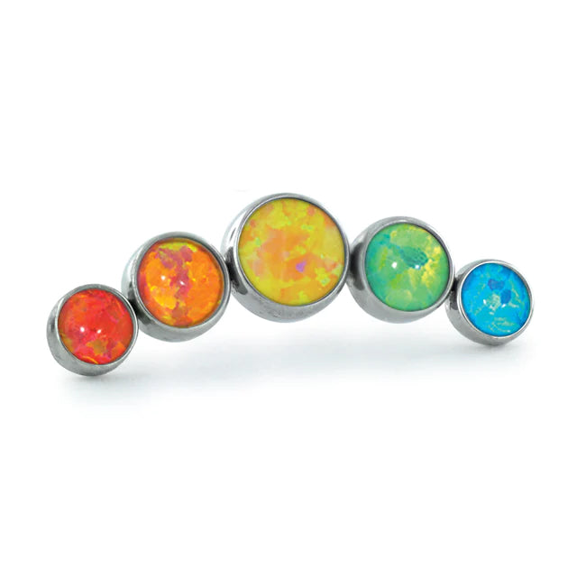 Pride Curved Cluster Threadless End by NeoMetal Replacement Parts 5-Gemstones (2/2.5/3/2.5/2mm) Cabochon Opal Pride Flag