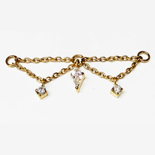 Princess CZ Gold Titanium Chain Chains 30mm long High Polish (silver)