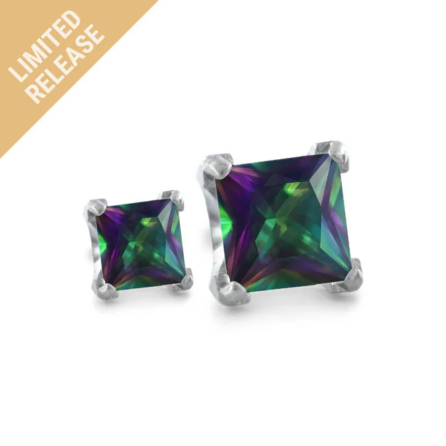 Princess Mystic Topaz Threadless End by NeoMetal Threadless Ends 2mm Princess Cut Mystic Topaz