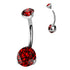 Prong CZ Titanium Belly Barbell Belly Ring 14g - 3/8" long (10mm) Red CZ