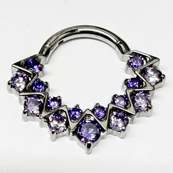 Diosa Titanium Hinged Ring Hinged Rings 16g - 5/16" diameter (8mm) Light & Dark Amethyst