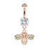 Bumblebee CZ Belly Dangle Belly Ring 14 gauge - 3/8" long (10mm) Rose Gold