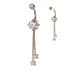 Double CZ Belly Dangle Belly Ring 14 gauge - 3/8" long (10mm) Rose Gold