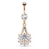 Eruption CZ Belly Dangle Belly Ring 14 gauge - 3/8" long (10mm) Rose Gold