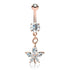 Ganja CZ Belly Dangle Belly Ring 14 gauge - 3/8" long (10mm) Rose Gold