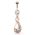 Infinity CZ Belly Dangle Belly Ring 14 gauge - 3/8" long (10mm) Rose Gold