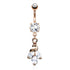 Peacock CZ Belly Dangle Belly Ring 14 gauge - 3/8" long (10mm) Rose Gold