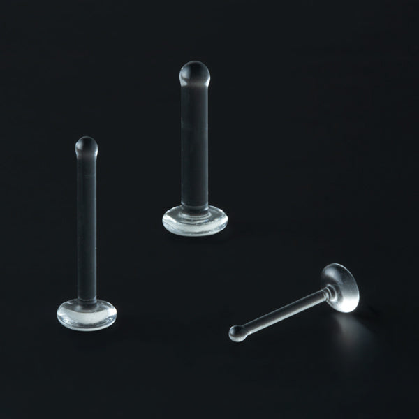 Tiny Flare Labret Retainer by Gorilla Glass Piercing Retainers 16g (1.3mm) - 1/4" long Clear