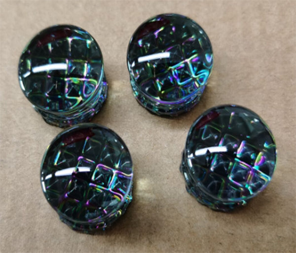 Rainbow Mesh Glass Plugs Stretched Lobes 2 gauge (6mm) Rainbow