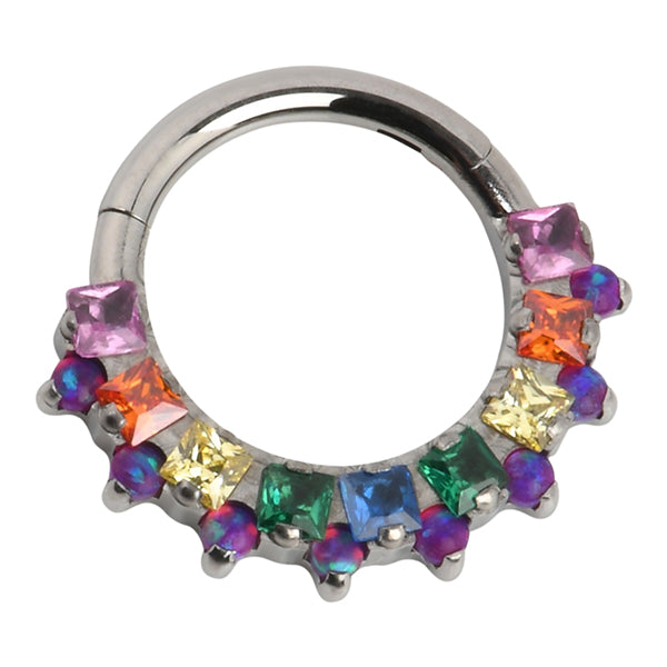 Rainbow Titanium Hinged Ring Hinged Rings 16g - 5/16