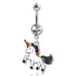 Rainbow Unicorn Stainless Belly Dangle Belly Ring 14 gauge - 3/8" long (10mm) Stainless Steel